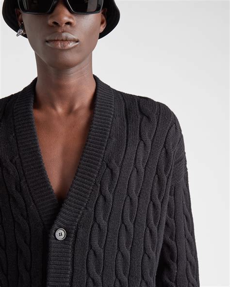 prada black cashmere cardigan|Prada Cashmere Cardigan .